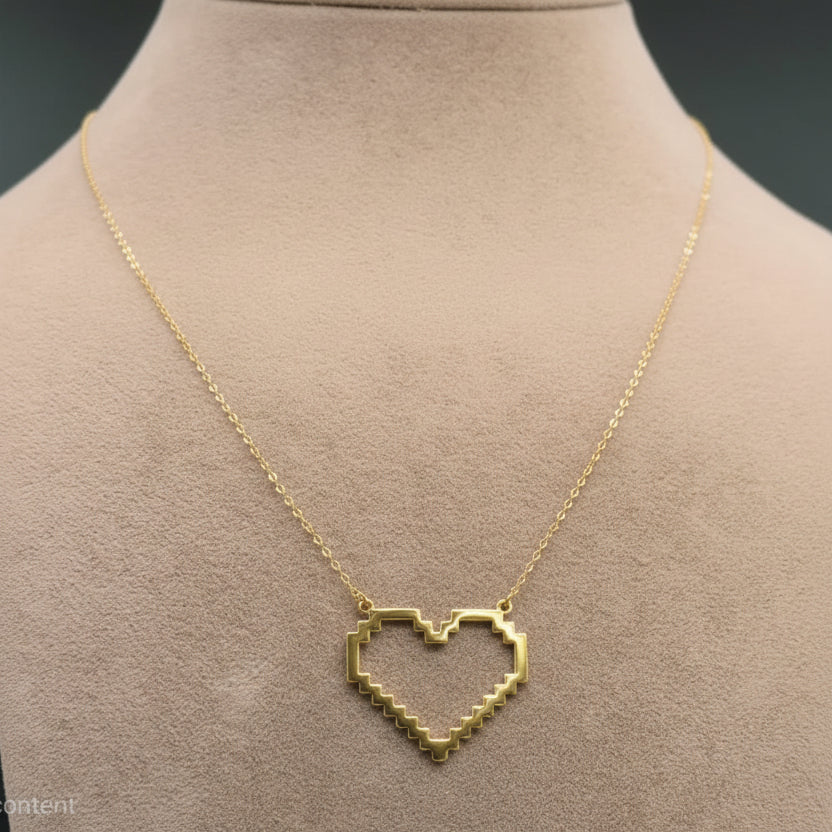 18k Gold Puzzled Heart Necklace - 18k Gold Necklace - Embellish Gold Jewelry & Diamond