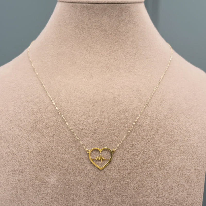 18k Gold Heart with Beat Necklace - مجموعة احتفالية - Embellish Gold Jewelry & Diamond