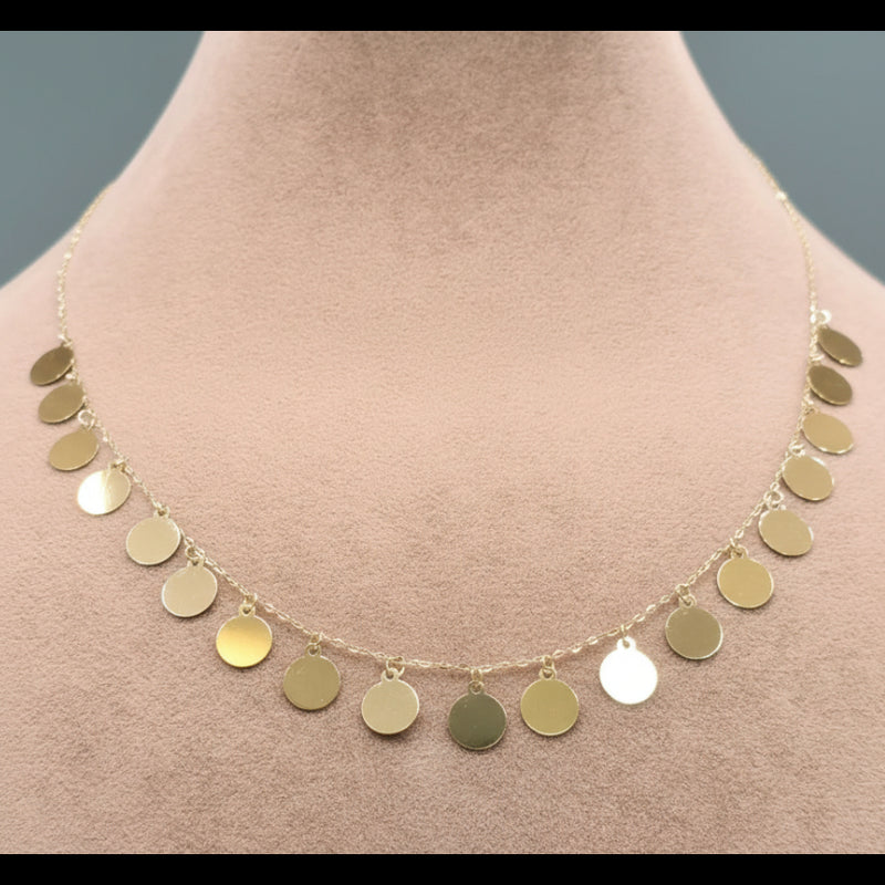 18k Gold Coin Inspired Necklace - 18k Gold Necklace - Embellish Gold Jewelry & Diamond