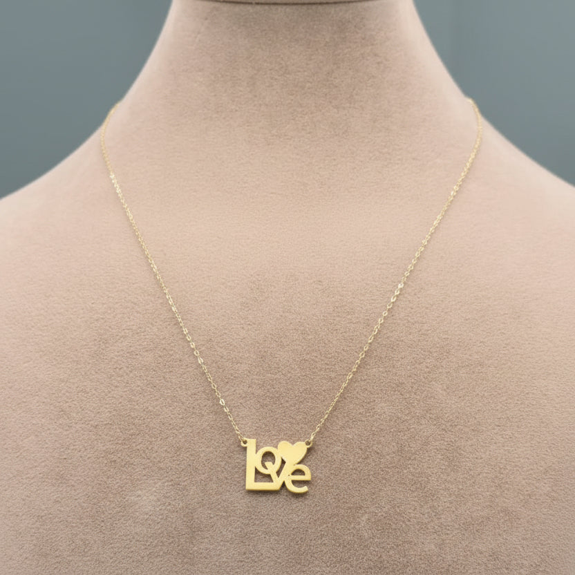 18k Gold Love Over Heart Necklace - 18k Gold Necklace - Embellish Gold Jewelry & Diamond