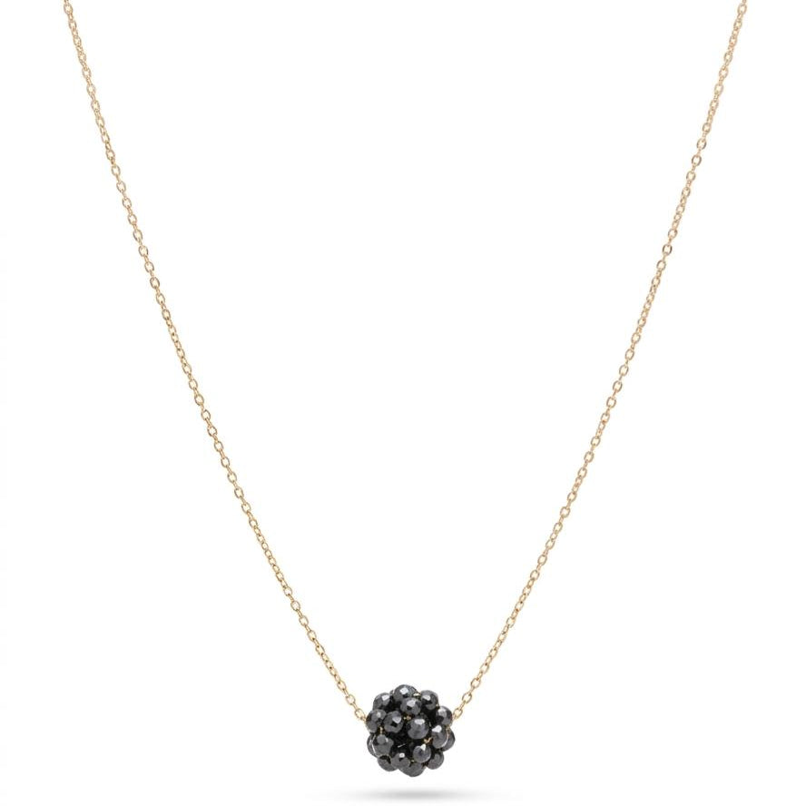 Necklace with a black pendant on a white background