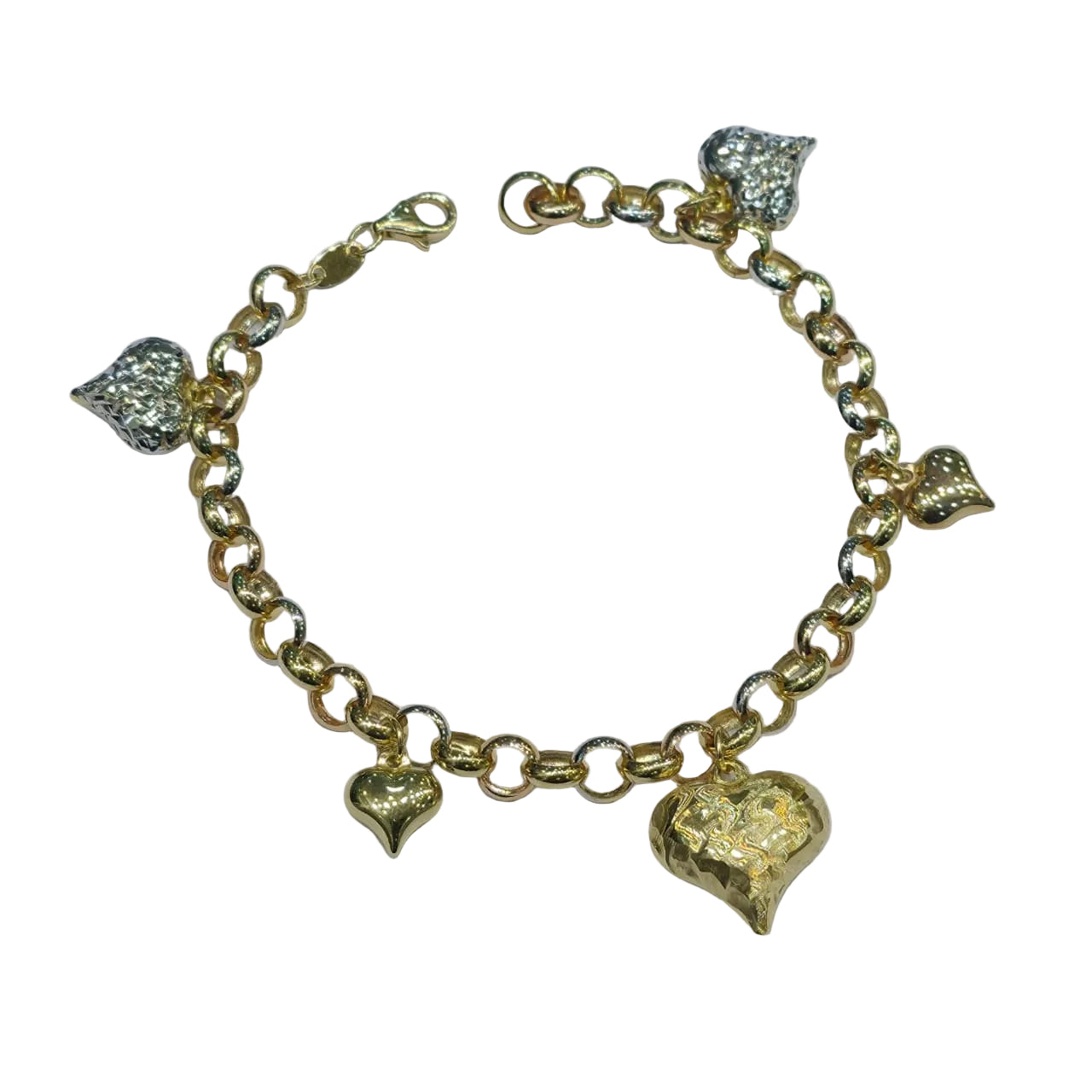18k Gold 5 Heart Matte Bracelet