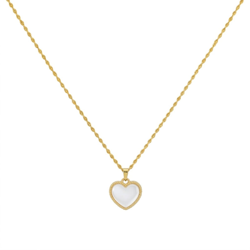 18k Gold Mother of Pearl Heart Necklace - 18k Gold Necklace - Embellish Gold Jewelry & Diamond
