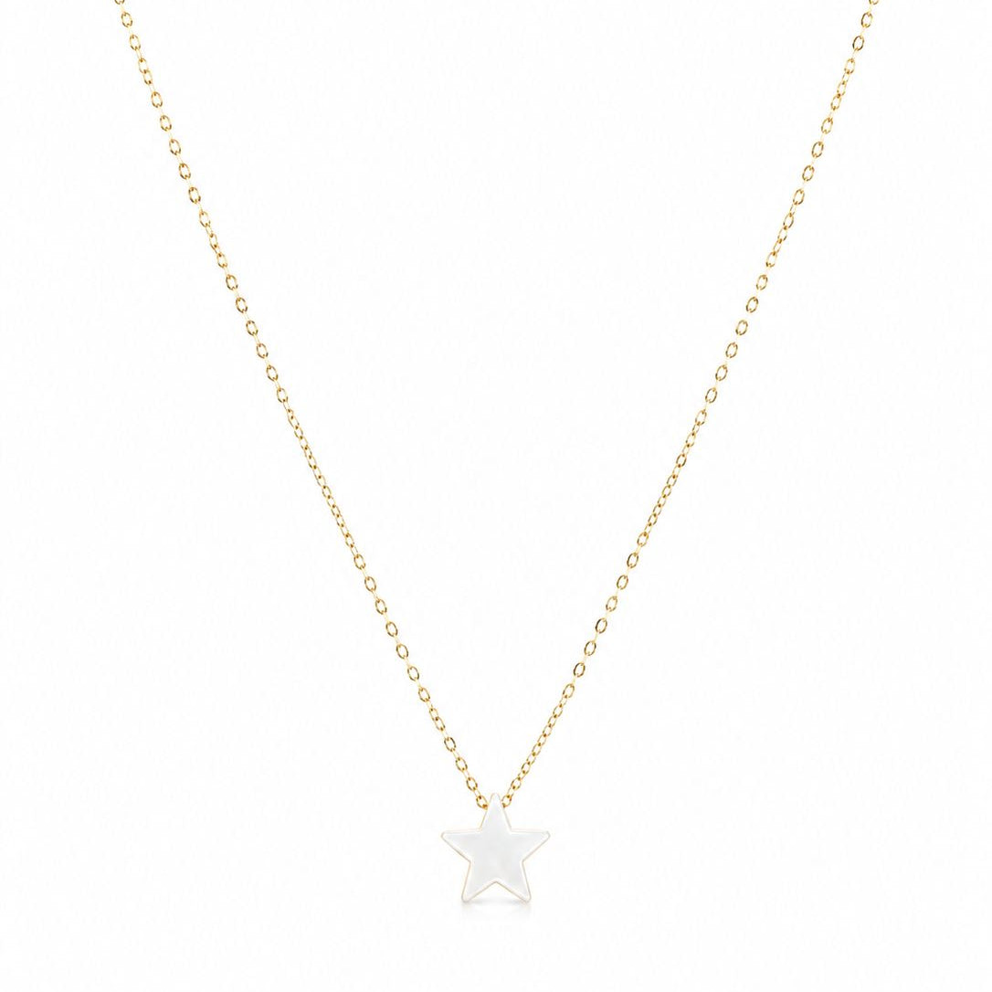 18k Gold Mother of Pearl Star Necklace - 18k Gold Necklace - Embellish Gold Jewelry & Diamond