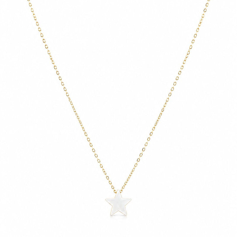 18k Gold Mother of Pearl Star Necklace - 18k Gold Necklace - Embellish Gold Jewelry & Diamond