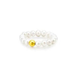 18k Ball with Pearl Elastic Ring