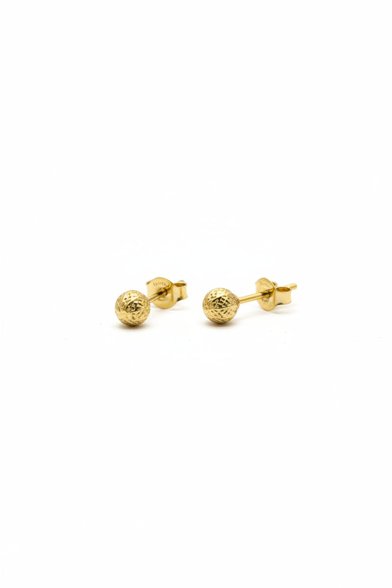 18k Gold Dia Cut Ball Stud Earrings - Earrings - Embellish Gold Jewelry & Diamond