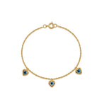 18K Real Gold Rope Chain Evil Eye Bracelet