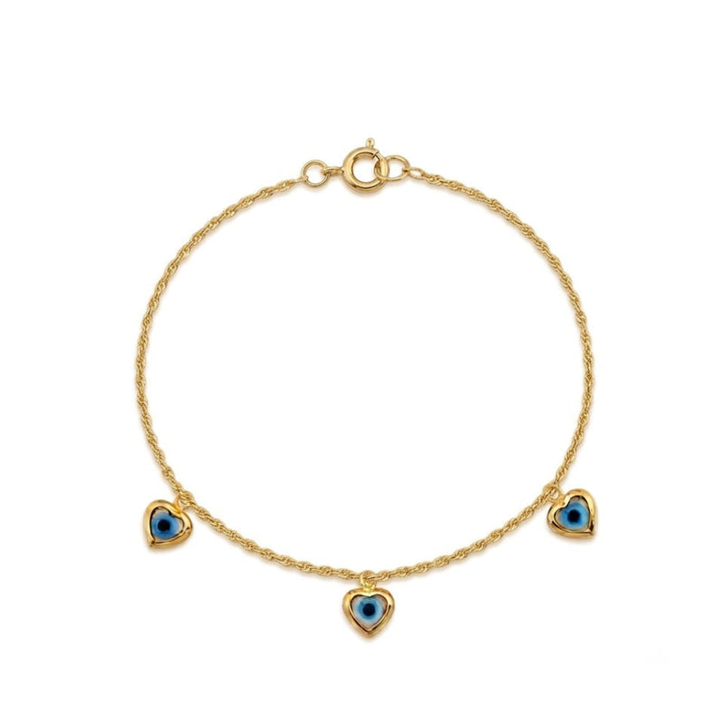 18K Real Gold Rope Chain Evil Eye Bracelet - 18k Gold Bracelet - Embellish Gold Jewelry & Diamond