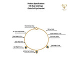18K Real Gold Rope Chain Evil Eye Bracelet