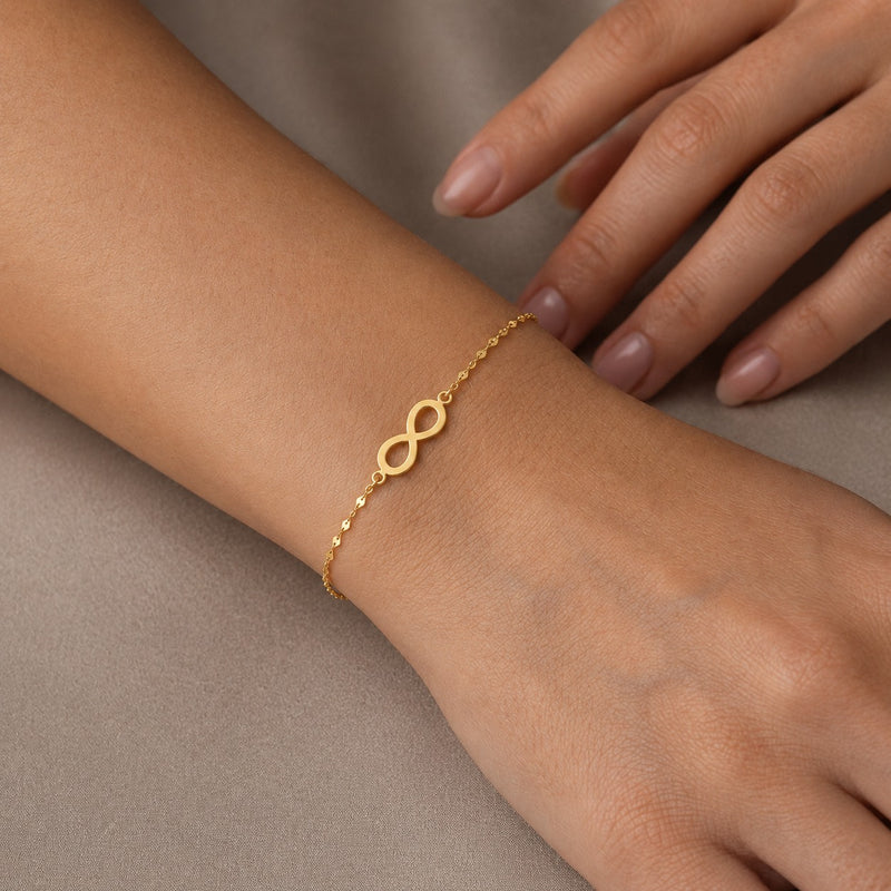 18K Real Gold Infinity Bracelet In Mirror Chain - Gold Bracelets - Embellish Gold