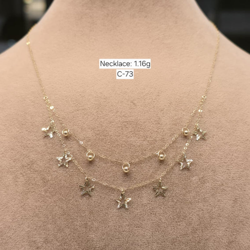18k Gold Double Layer Ball & Star Necklace - 18k Gold Necklace - Embellish Gold Jewelry & Diamond