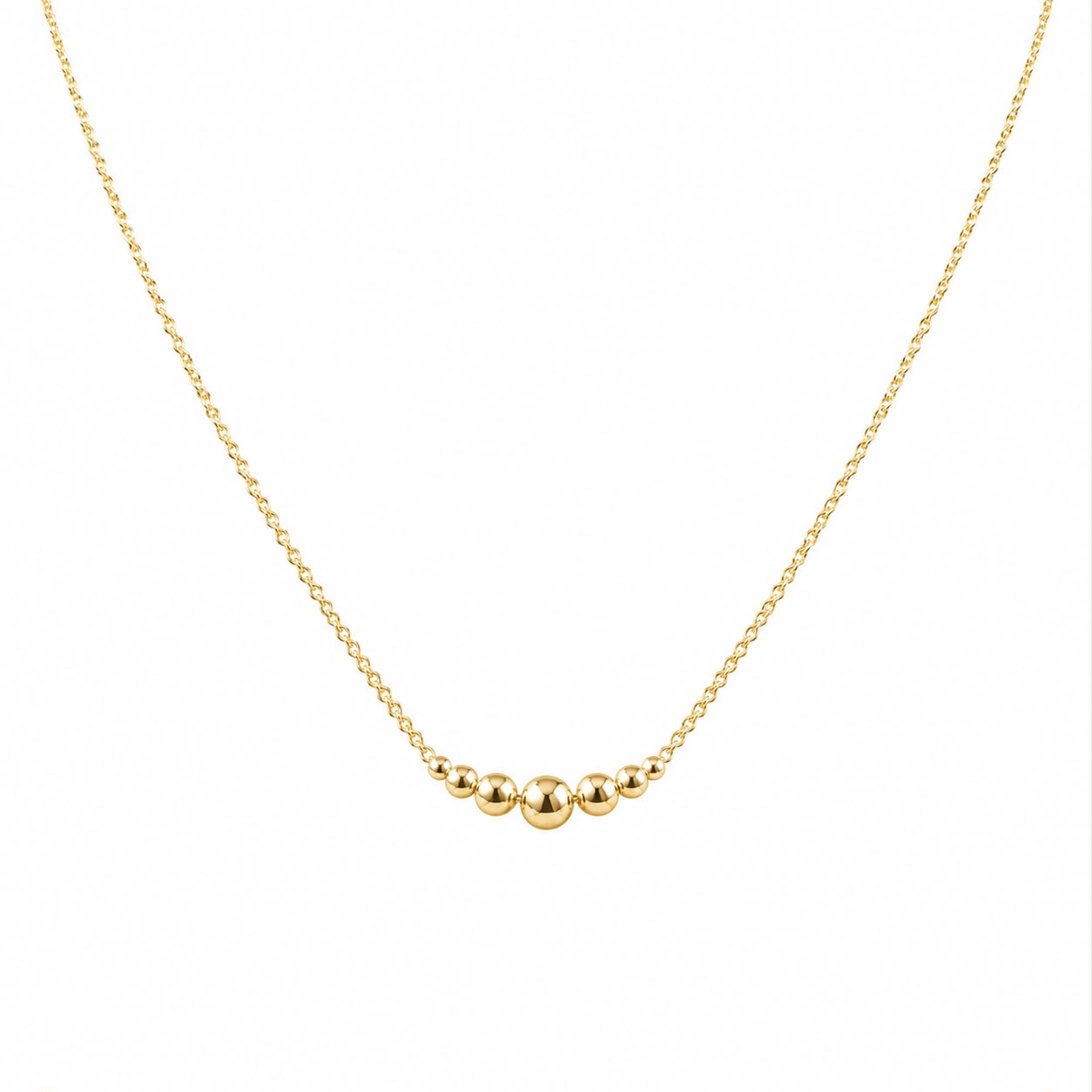 18k Gold 7 Ball Necklace - 18k Gold Necklace - Embellish Gold Jewelry & Diamond