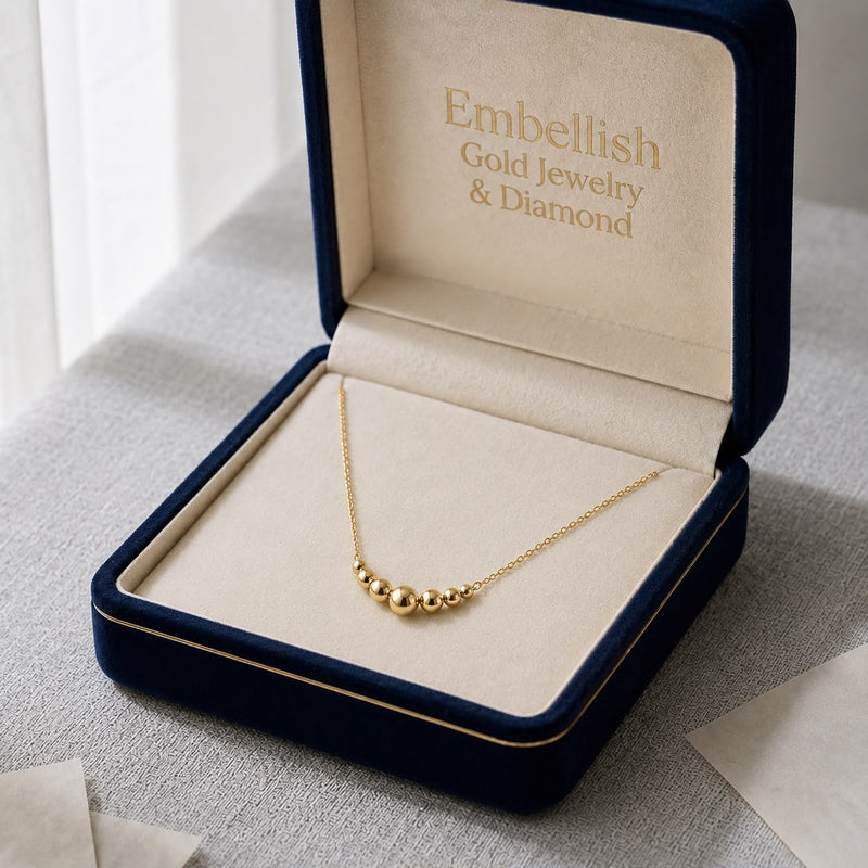 18k Gold 7 Ball Necklace - ad collection - Embellish Gold Jewelry & Diamond