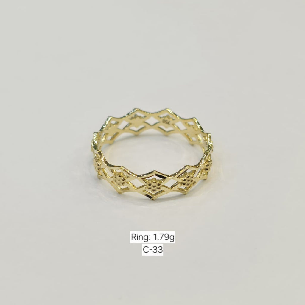 18k Gold Double Cube Flower Ring