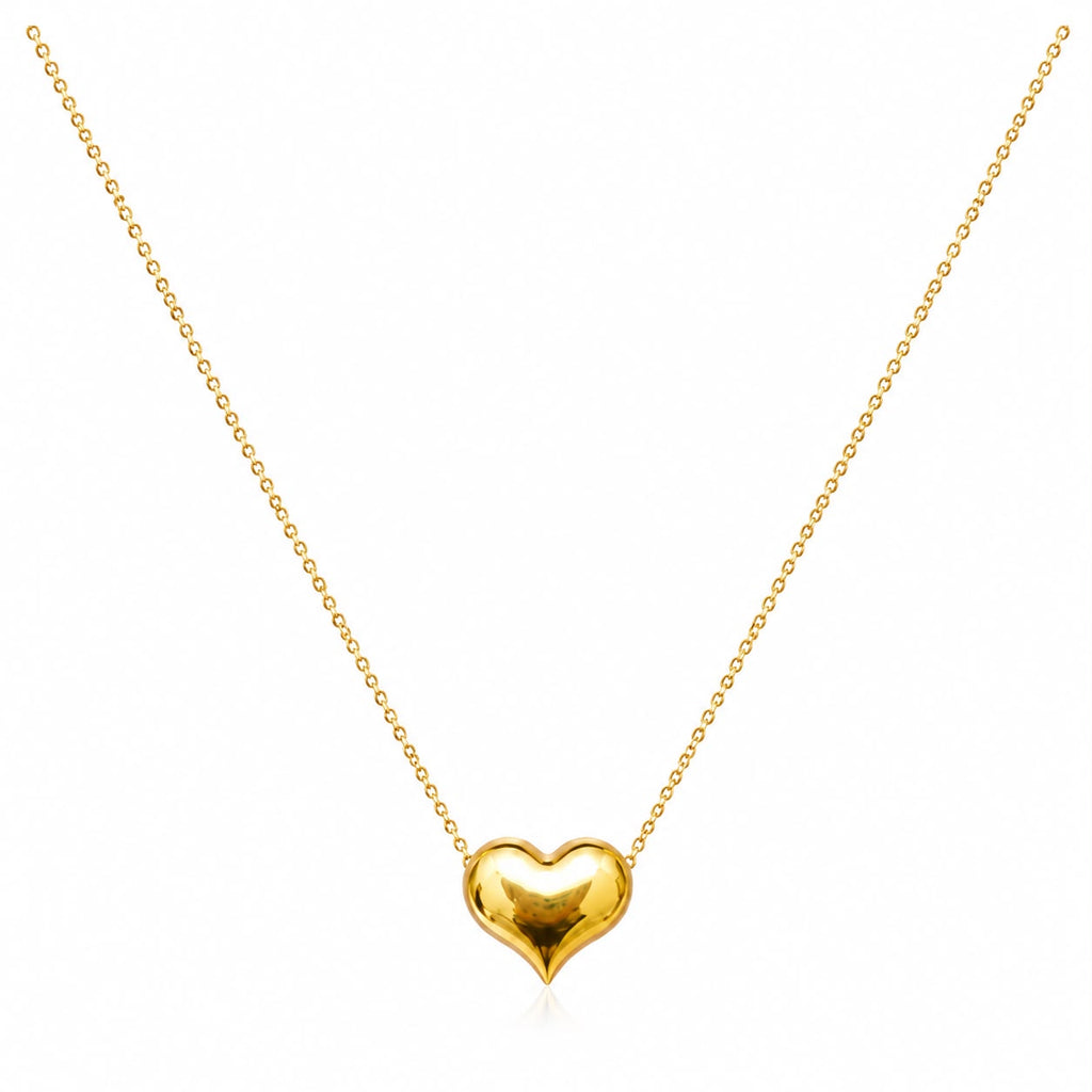 18k Gold Big Attached Heart Necklace