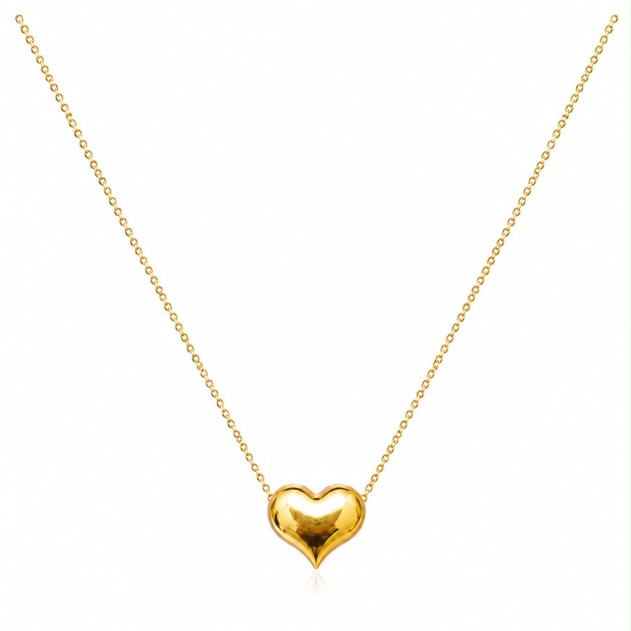 18k Gold Big Attached Heart Necklace - 18k Gold Necklace - Embellish Gold Jewelry & Diamond