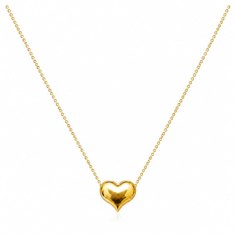 18k Gold Big Attached Heart Necklace - ad collection - Embellish Gold Jewelry & Diamond