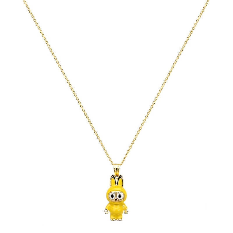18k Gold Yellow Labubu Necklace - 18k Gold Necklace - Embellish Gold Jewelry & Diamond