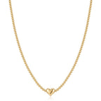 18k Gold Heart Ball Chain Necklace