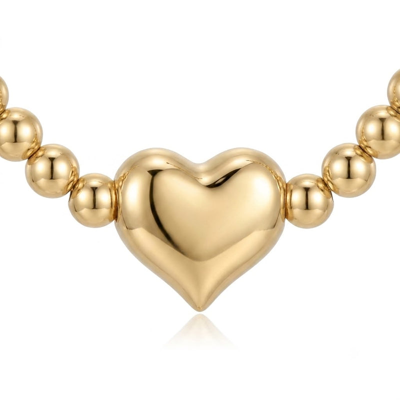 18k Gold Heart Ball Chain Necklace - ad collection - Embellish Gold Jewelry & Diamond