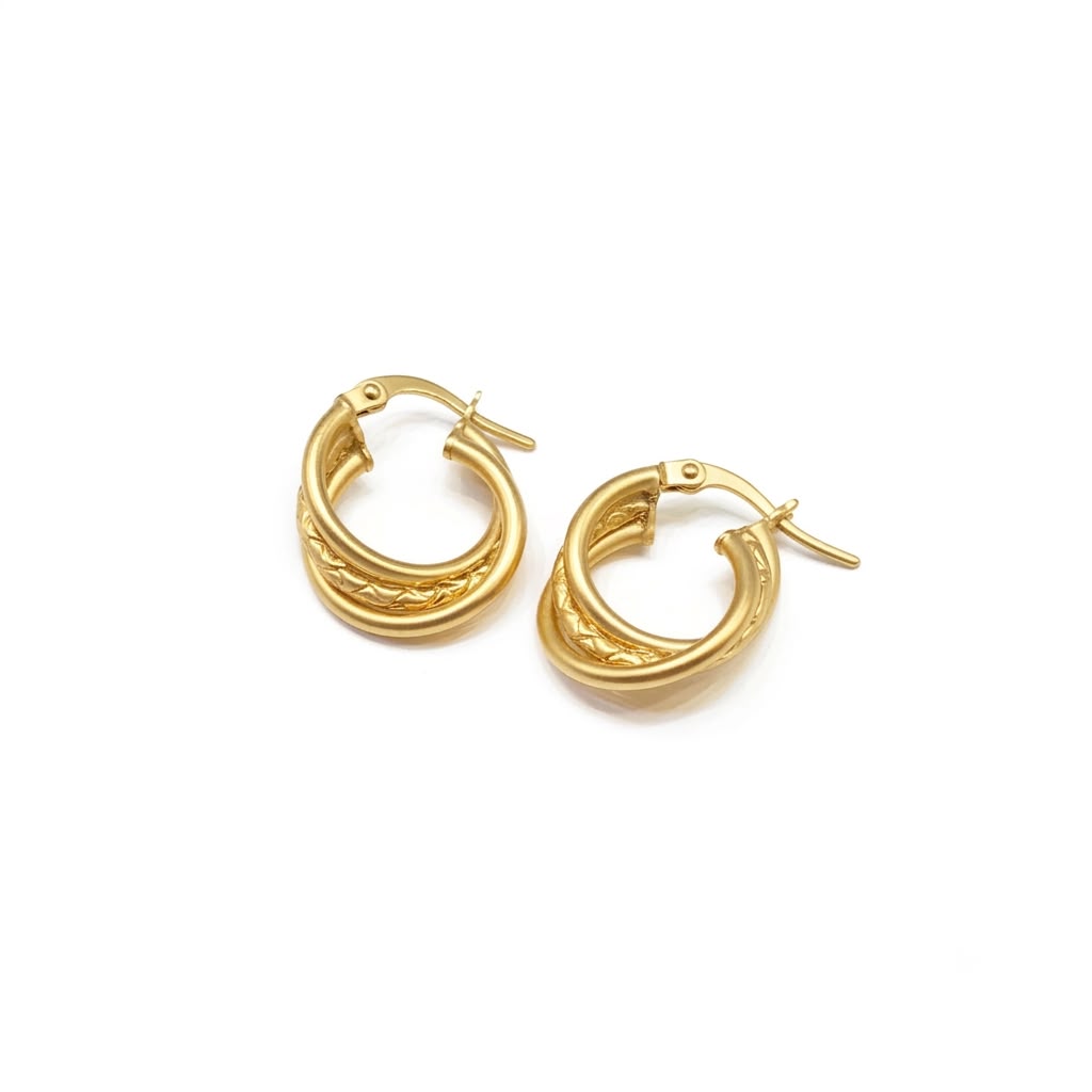 18k Gold 3 Layer Inspired Loop Earrings - مجموعة إعلانية - Embellish Gold Jewelry & Diamond