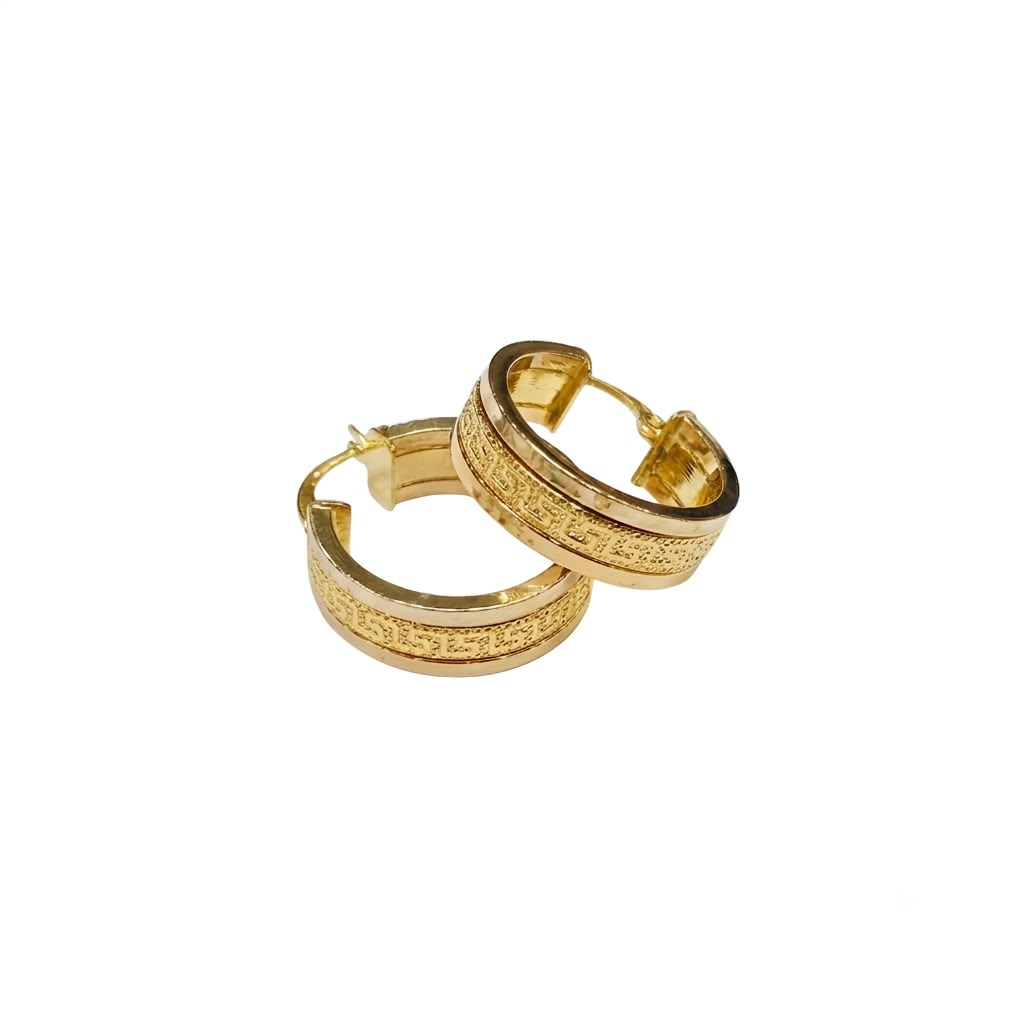18k Gold 3 Maze Line Loop Earrings - 18k Gold Earrings - Embellish Gold Jewelry & Diamond