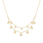 18k Gold 2 Layer Ball Star Necklace