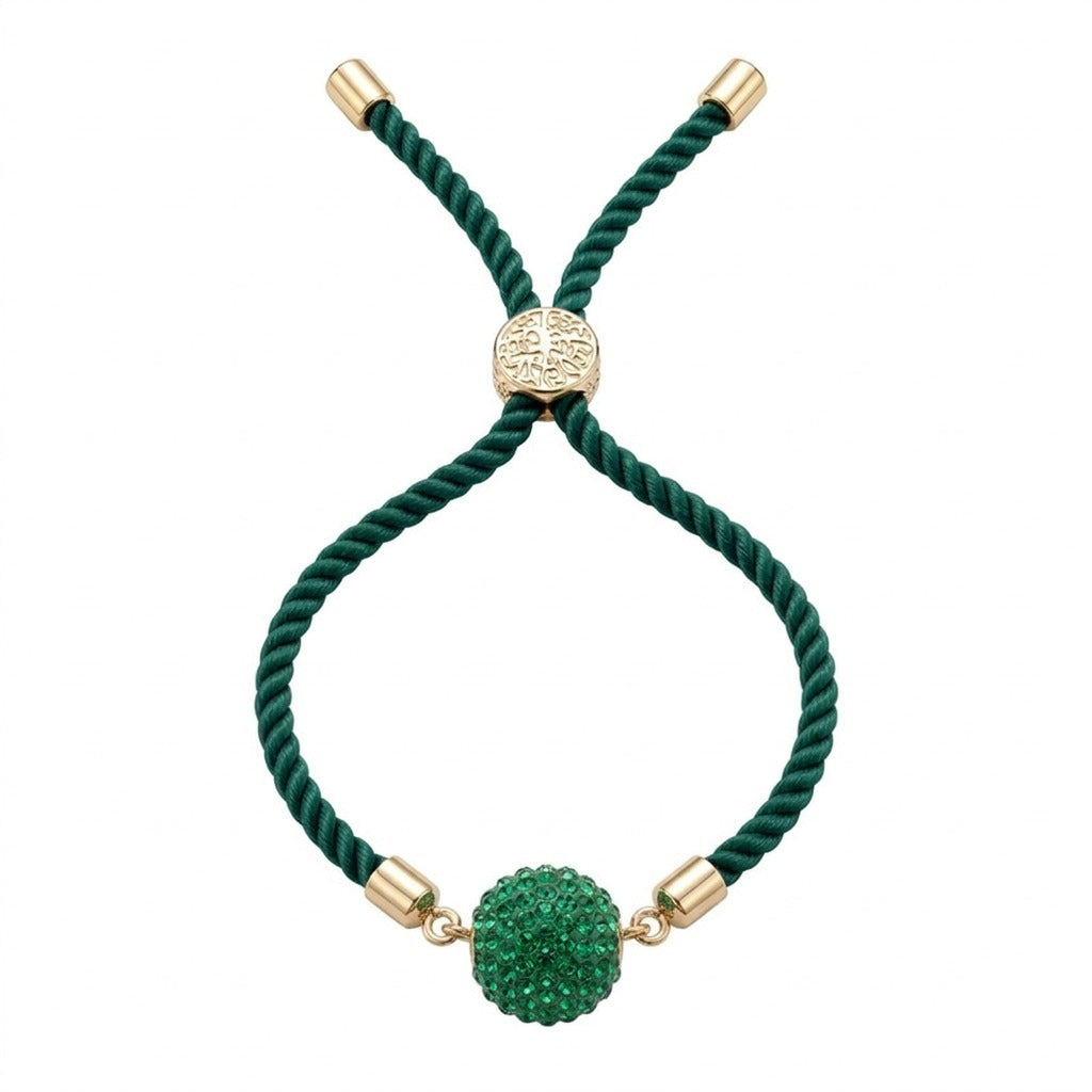 18k Gold Swarovski Ball with Adjustable Thread Bracelet - 18k Gold Bracelet - Embellish Gold Jewelry & Diamond