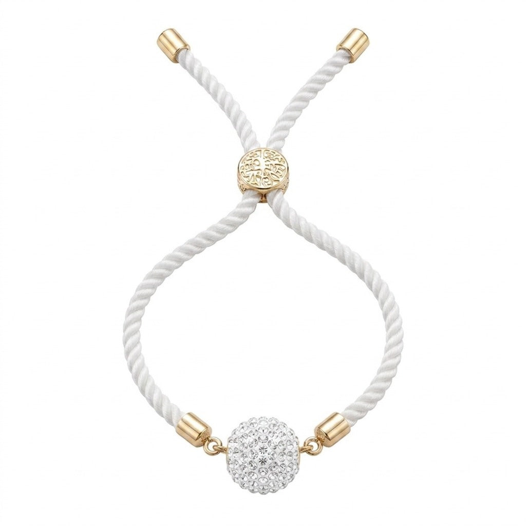 18k Gold Swarovski Ball with Adjustable Thread Bracelet - 18k Gold Bracelet - Embellish Gold Jewelry & Diamond