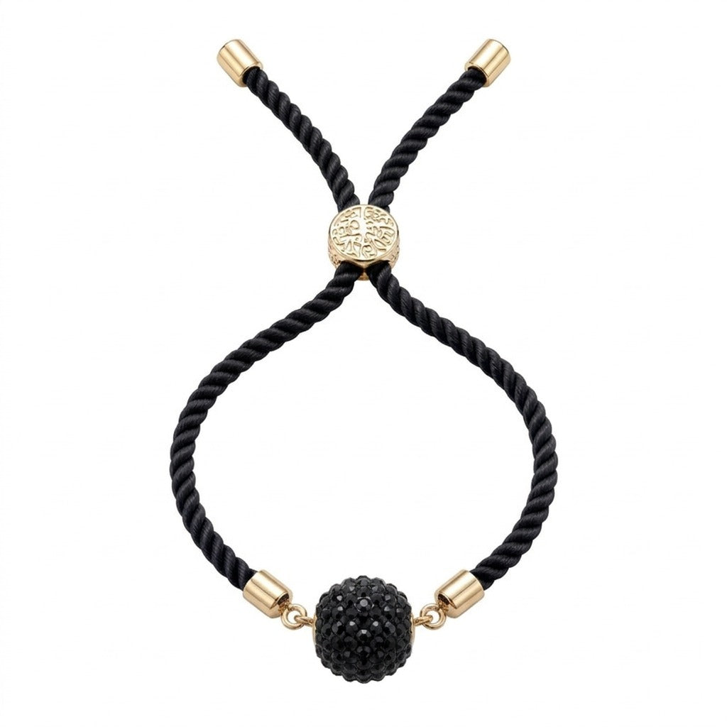 18k Gold Swarovski Ball with Adjustable Thread Bracelet - 18k Gold Bracelet - Embellish Gold Jewelry & Diamond