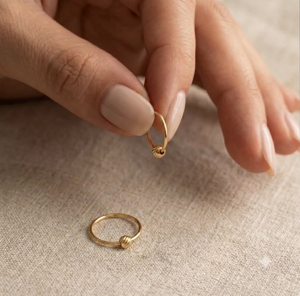 22k Gold Ball Loop Earrings - Festive Collection - Embellish Gold Jewelry & Diamond