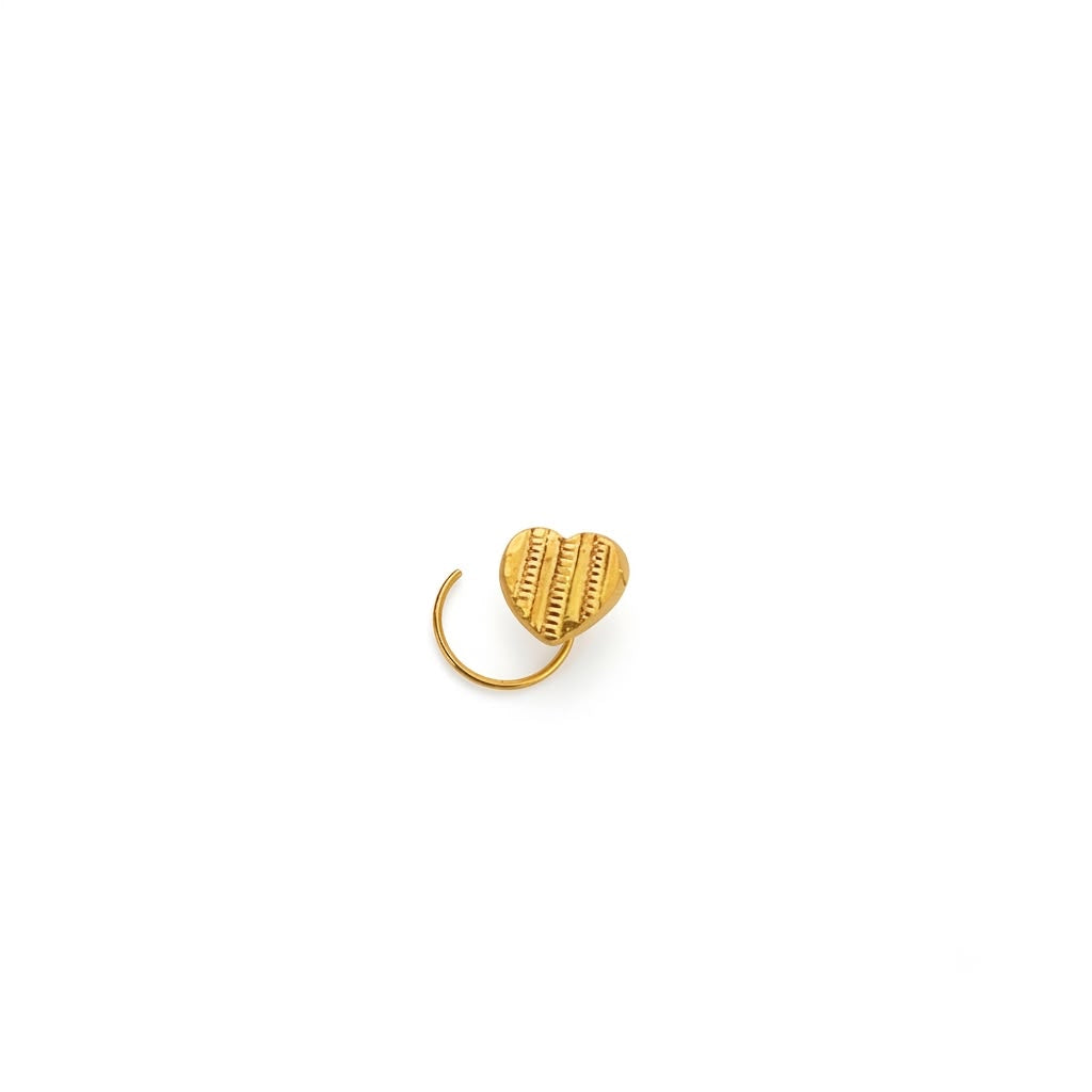 22k Gold Heart Lines Nose PIn