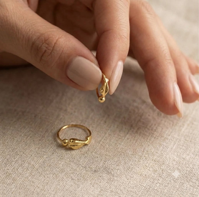 22k Gold Leaf Inspired Loop Earrings - Festive Collection - Embellish Gold Jewelry & Diamond