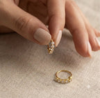 22k Gold Balls & Stones Loop Earrings