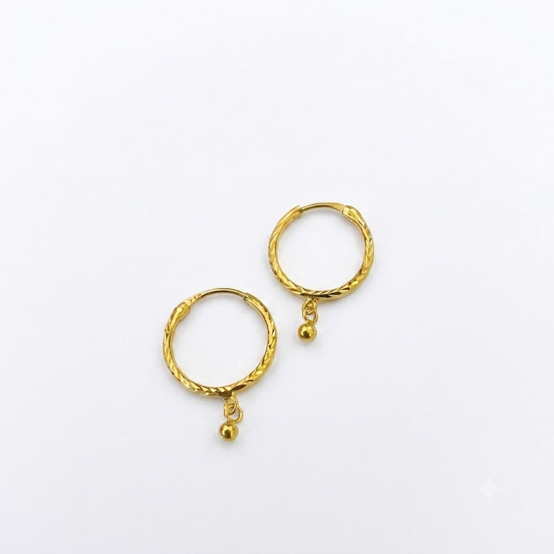 22k Gold Lines with Ball Loop Earrings - Festive Collection - Embellish Gold Jewelry & Diamond