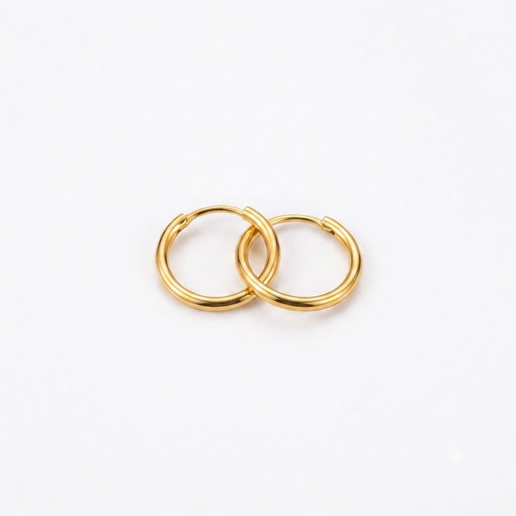22k Gold Shiny Plain Loop Earrings - Gold Jewellery - Embellish Gold Jewelry & Diamond