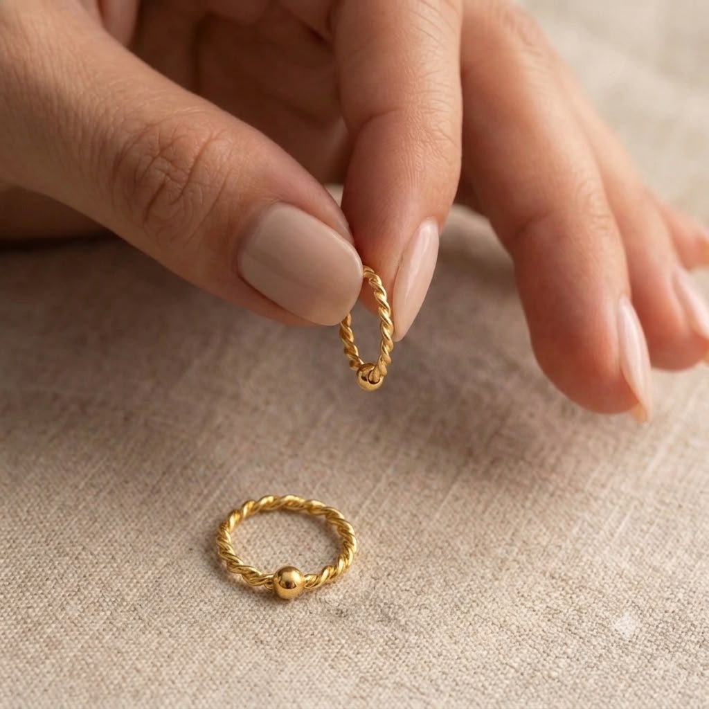 22k Gold Spiral Ball Loop Earrings