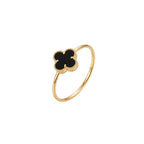 18k Gold Jade Black Clover Ring