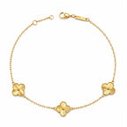 18k Gold Light Weight 3 Clover Bracelet