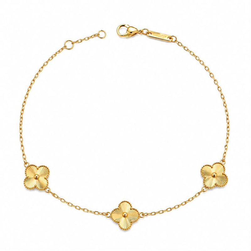 18k Gold Premium 3 Clover dot Bracelet - 18k Gold Bracelet - Embellish Gold Jewelry & Diamond
