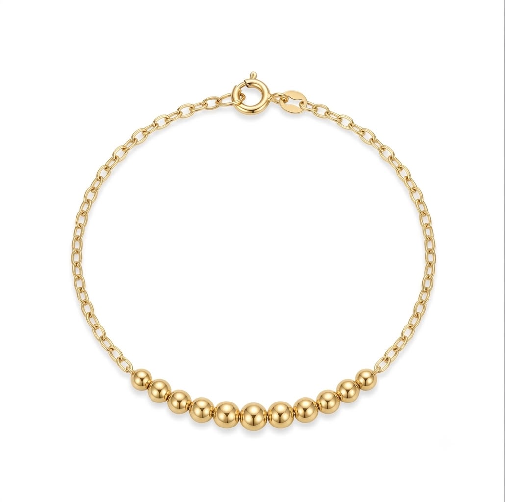 18k Gold Balls with Chain Bracelet