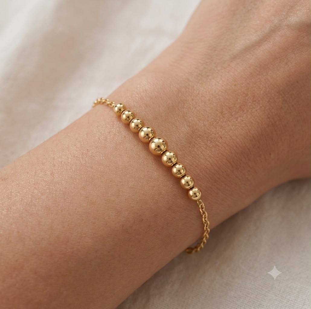 18k Gold Balls with Chain Bracelet