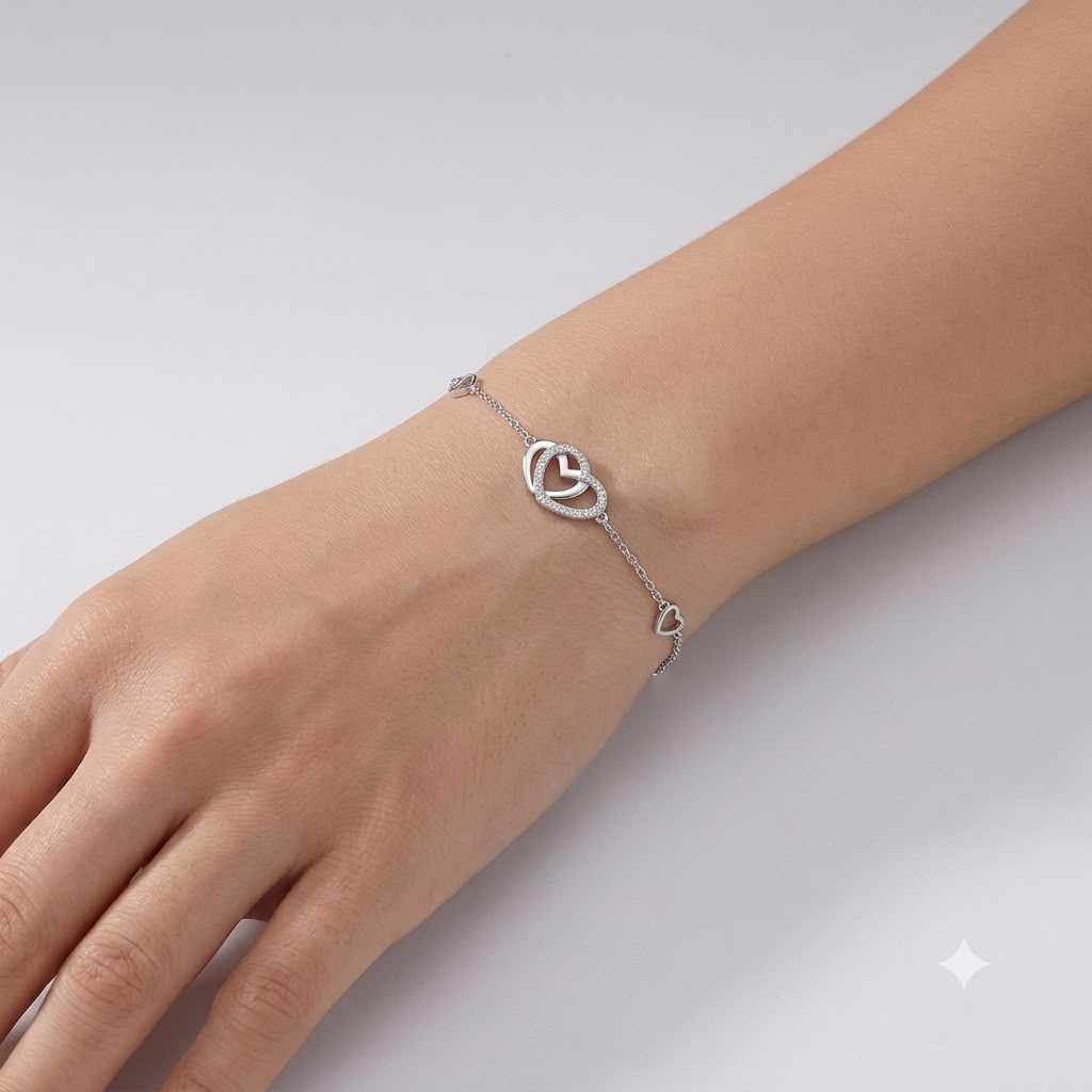 925 Silver Triple Heart Inspired Bracelet