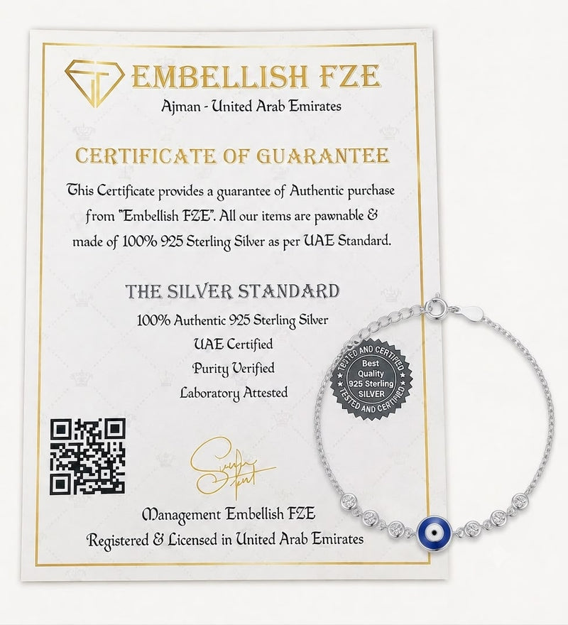 925 Silver Evil Eye Stone Bracelet - 925 Silver Bracelet - Embellish Gold Jewelry & Diamond
