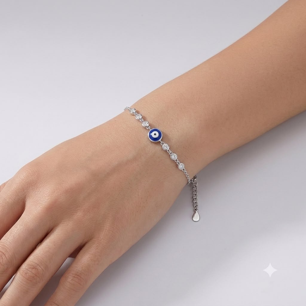 925 Silver Evil Eye Stone Bracelet