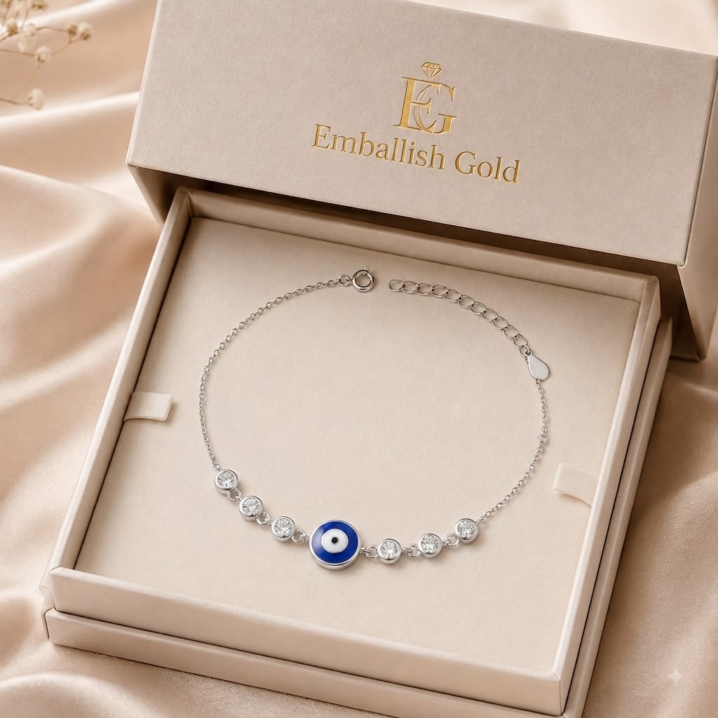 925 Silver Evil Eye Stone Bracelet