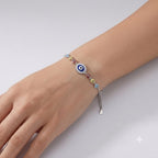 925 Silver Evil Eye Flower Bracelet