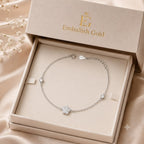 925 Silver 5 Petal Flower Stone Bracelet