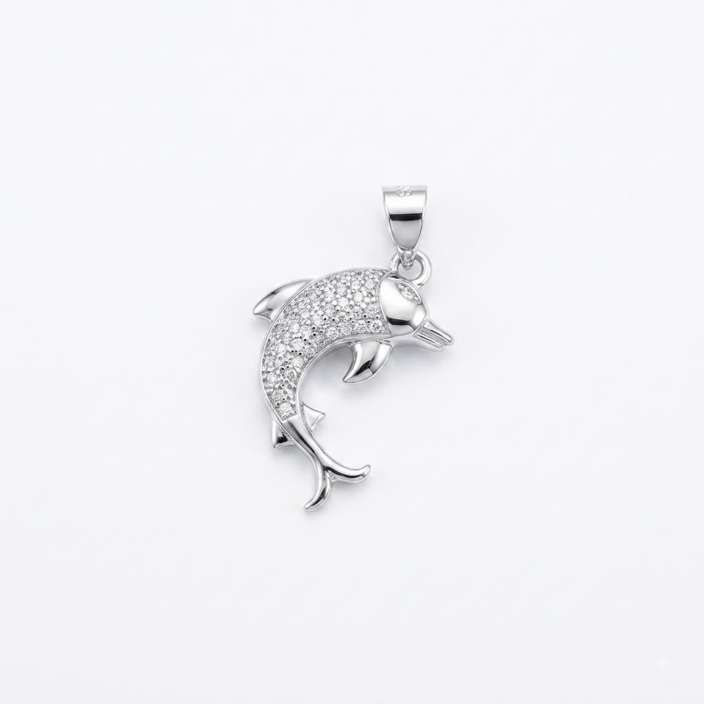 925 Silver Dolphin Stone Pendant